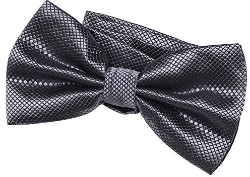 DonDon Herren Fliege 12 x 6 cm gebunden mit Hakenverschluss und größenverstellbar für besondere Anlässe dunkelgrau