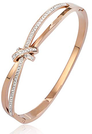 PHOGARY Forever and Ever Knot Classic Bracelets for Women Rose Gold Bracelet Crystals, Birthday Thanksgiving Christmas Xmas Gift for Women Mum Mother Wife