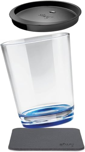 silwy® Gobelet magnétique de couleur Lui Blue, couvercle étanche et nano gel pad métallique inclus