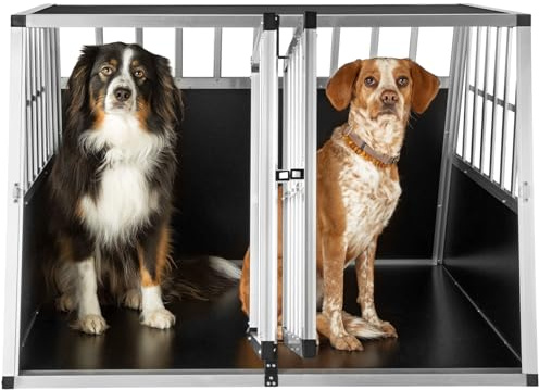 tectake® Transportin Perro Coche, Jaula para Perros con Puerta y Cerradura, Transportin Perro Grande Robusto, Jaula Perro Mediano, Jaulas para Perros - Sin Pared Divisoria 104x90,5x69cm