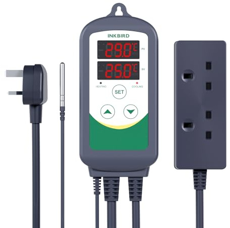 Inkbird ITC-308 Digital Temperature Controller 2-Stage Outlet Thermostat Heating and Cooling Mode Carboy Homebrew Fermenter Greenhouse Terrarium