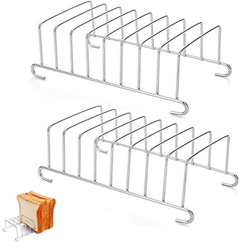 2 Pezzi Griglia per Toast in Acciaio Inossidabile, Porta Pane tostato, Toast Rack, Toast Rack in Acciaio Inox, per toas, per Feste, Natale, Raffreddamento del Pane del Ristorante (8 Slot)