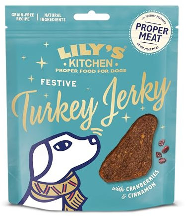 Lily’s Kitchen with Natural Ingredients Adult Dog Treats Packet Festive Turkey Jerky Grain-Free Recipe 8x70g