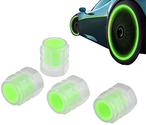 4 pezzi Tappi valvola pneumatici fluorescenti universali per auto, Fluorescente Cappucci delle Valvole, tappi antipolvere per pneumatici auto, Tappi Pneumatici Auto per auto camion SUV moto bici