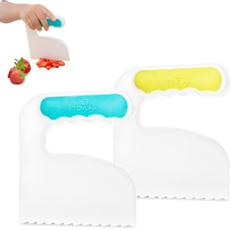 TOVLA JR. Chopper and Cutting Set - Chef Knife Tools, x 2 Fruit Choppers with Non Slip Handle and Serrated Edges - Children's Real Cooking - BPA-Free Montessori Learning Tools for Ages 3+