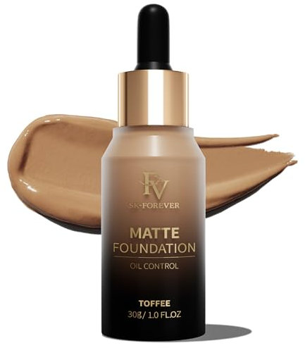 FV Langanhaltende Full Coverage Foundation,Makelloses Mattes Finish, Poren-Minimieren, Ölkontrolle, Wasserfest, Ideal für Fettige Haut,30ml