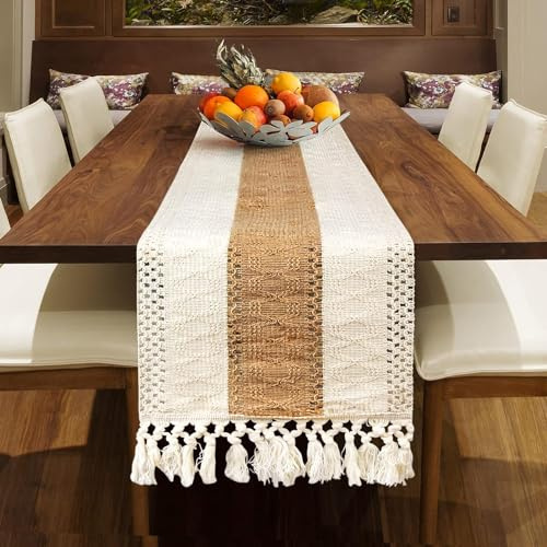 Ysimple Camino de Mesa Bohemio 30*180cm,Camino de Mesa Moderno con Borla,Caminos de Mesa Moderno Estilo Bohemio,para Fiesta,Cumpleaños,Día de San Valentín,Boda,Decoración