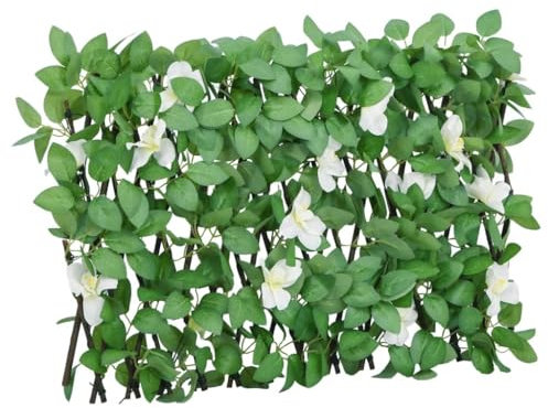 vidaXL Rankgitter mit Künstlichem Efeu, Sichtschutz Pflegeleicht Erweiterbar, Spalier für Terrasse Balkon Garten, Efeuzaun Hecke, Grün 180x30cm