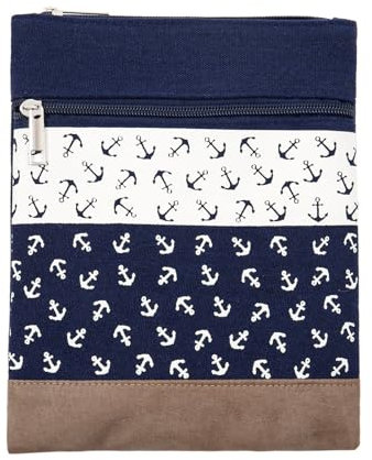 Leoberg Crossbag Tasche in verschiedenen Farben und Designs - Schultertasche aus Baumwolle in 302121-Blau-14
