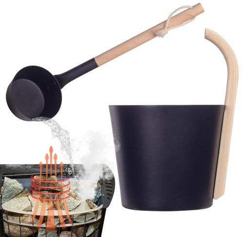 Sauna Bucket with Ladle, Sauna Bucket, Sauna Bucket Set, 7 L Indoor Sauna, Spa Centre, Aluminium Include, Dry Sauna Bucket, Sauna Must Have For Spa Centre, Bathtub, Bathroom, Hotel