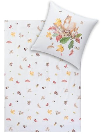ESTELLA Kuschelflanell Bettwäsche Squirrel Natur 1 Bettbezug 155 x 220 cm + 1 Kissenbezug 80 x 80 cm