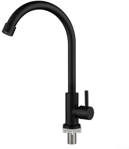 Grifo de cocina G1/2, purificador de agua de grifo de cocina negro, un solo agujero, grifo giratorio de 360° para fregadero, agua fría