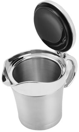 Hemobllo Pot à Sauce à Steak Double Paroi 450 Ml En Inox 304, Distributeur D'assaisonnement Isotherme, Bouteille à Sauce Couvercle, Usage Domestique Et Restaurant,