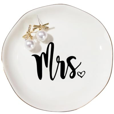 Wedding Ring Tray Jewelry Trays, Engagement Wedding Gifts for Couples - Bridal Shower Gift for Future Mrs. Ceramic Jewelry Holder