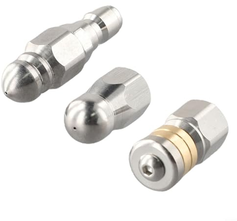 Oniissy 3 PCS Sewer Jetter Rotary Nozzle Set with 1/4 Inch Quick Connect for Pressure Washer Hose, Stainless Steel High Pressure Nozzles up to 5000 PSI for Indoor and