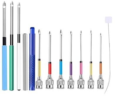 WINXMIN 13 pezzi per Ricamo, Cucitura in Acciaio Punzone Art Needles con Manico Ry Kit Set per Maglieria