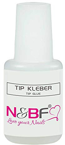 N&BF Tip - Colla per unghie finte, 9 g, extra forte, in pratico flacone a pennello trasparente, ad asciugatura rapida ed estremamente resistente, per allungare le unghie professionali