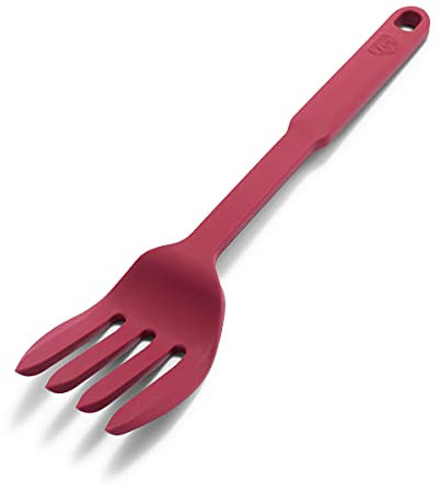 GreenLife Cooking Tools and Utensils, 10-in-1 Silicone Fork to Stir Mix Mash and Scrape, Heat and Stain Resistant, Dishwasher Safe, Red