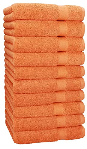Betz 10 Stück Premium Handtücher hochwertiges Handtuch saugstark 100% Baumwolle Größe 50x100 cm Farbe orange