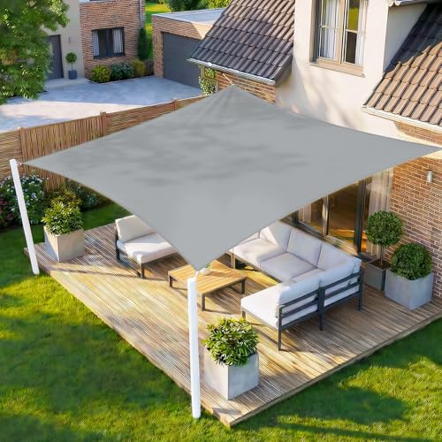 HENG FENG Sonnensegel 2.5x3m Rechteckig Wasserdicht mit 95% UV-Schutz Sonnenschutz für Garten Terrasse Balkon | Wetterfest & Windstabil aus hochwertigem PES Polyester | Grau