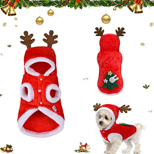 GUBOOM Hundekostüme Weihnachten Elchkostüm, Weihnachten Hundekleidung, Weihnachts Katze Kleidung, Hundekostüm Hunde Weihnachten, Hund Weihnachten Kostüm für Winter Weihnachten Hundebekleidung Rot