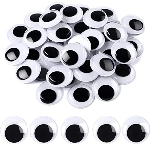 JULMELON Selbstklebende Wackelaugen, 500 Stück Schwarz Wackelaugen Selbstklebend 15mm Kunststoff Kulleraugen Selbstklebend für DIY Handwerk Dekoration