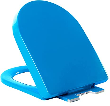 JUNNIU Toilettendeckel, Toilettendeckel Klobrille mit Absenkautomatik Ideal Standard WC Sitz WC Deckel Klodeckel D Form Klositz aus PP Toilet Seat Toilettensitz Toilettenbrille Blue