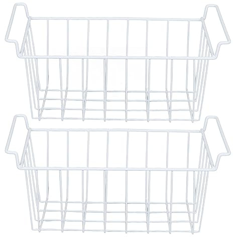 Fdit 2 stora rostsäkra förvaringskorgar för frystråd för skafferi och kylskåp i hemmet (L 49,5 cm x B 24,5 cm x H 20 cm)