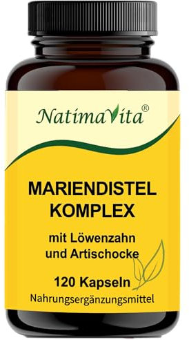 Mariendistel Artischocke Löwenzahn Komplex - 120 Kapseln, hochdosiert mit Sylimarin 80% - Detox und Leberpflege - Natürliche Unterstützung - NatimaVita
