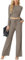 QIXING Trainingsanzug Damen Set Langarm Rundhalsausschnitt Hausanzug Damen Weites Bein Hochgeschnittene Jogginghose Loungewear Damen Set Jogginganzug Damen Set(Rauchgrau, S)