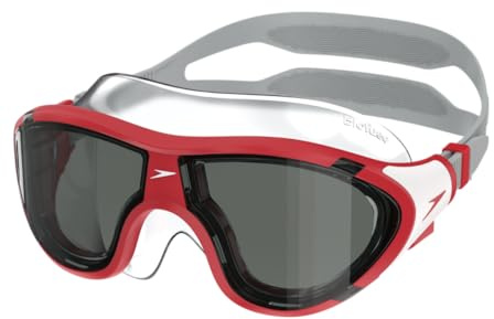 Speedo Unisex-Youth Biofuse Mask | Dive | Swim | Ergonomic Design | Open Water | Leak Free Goggles, RED, One Size