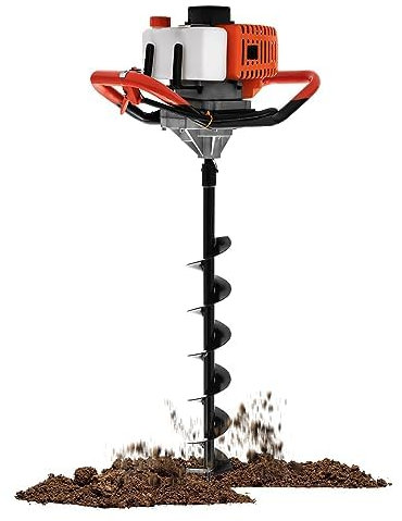 Petrol Earth Auger with Multiple Drill Bits for Fence Post Holes, Garden Digging, and Ground Boring - 52CC 2 Stroke Power