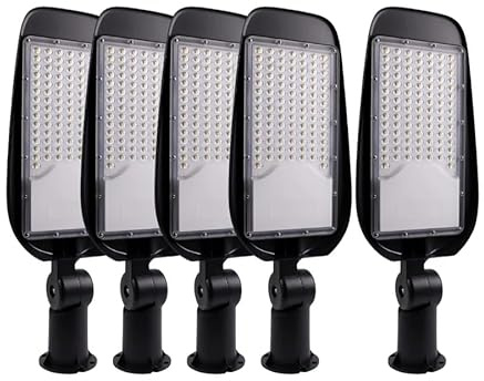 LUXULA LED Straßenlaterne 50W 5 Stück, 5800 Lumen, 5000K Neutralweiß, IP65 Wasserdicht, Mastleuchte, Straßenlampe, Aussenleuchte, Wegeleuchte für Hof, Parkplatz, Einfahrt und Gartenwege