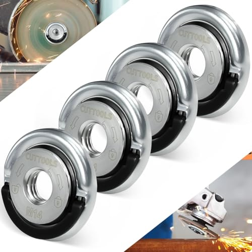 Fuhesgu 4 Pcs M14 Tuerca Liberacion Rapida Amoladora Tuerca Fijacion Rapida Amoladora Tuerca Apriete M14 Pequeña para AmoladoraAngular - para Cambiar Rápidamente Disco Sin Herramientas