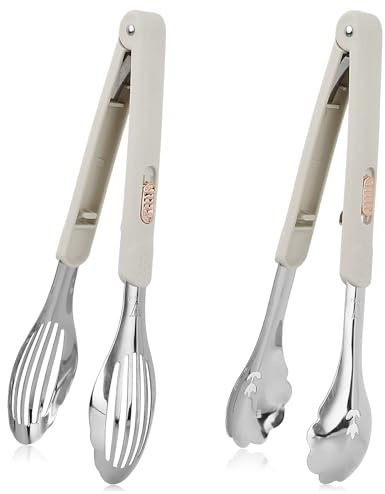 2 Piezas Pinzas Cocina con Sistema de Bloqueo, Pinzas Cocina Acero Inoxidable, Antiescaldaduras, Resistentes al Óxido, Fáciles de Guardar, Perfectas para Carne, Barbacoa y Ensaladas,27CM