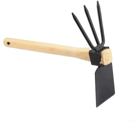 Bulevisiter Zappa agricola per giardinaggio e agricoltura con manico in legno, strumento efficiente per diserbo e coltivazione per uso esterno in cortile e giardino (D)