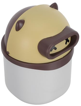 AKOOSY Mini Bote de Basura de Escritorio Pequeño con Tapa Abatible, Papelera de Mesa con Diseño de Oso Amarillo, Cubo de Basura Plegable para Oficina, Hogar y Coche, Papelera Funcional