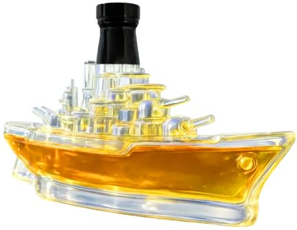 Warship - Botella de vino de vidrio de 350 ml, botella vacía para whisky, ron, vodka o vino, exhibición decorativa de mesa, hogar, bar, vacaciones, colección de negocios