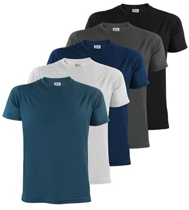 ALPIDEX T-Shirt Herr S-5XL 5 Pack Basic Kortärmad 100% Bomull Träning Sport | 175 g/m², Regular Fit, Rund Hals, OEKO-TEX, Andningsbar, Maskintvätt, Fritid, Vardag