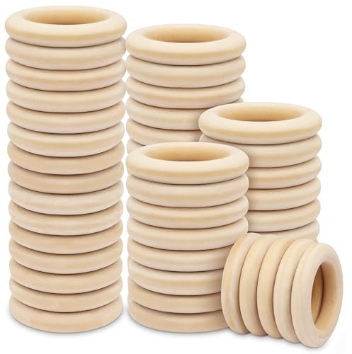 Belle Vous 50er Pack Natürliche Holzringe - 70mm Außendurchmesser mit 50mm Innendurchmesser - Unbehandelter Holzring für Kunst & Handwerk, DIY, Sc hmuckherstellung, Ring-Anhänger-Verbindungen