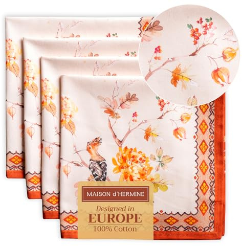 Maison d' Hermine Kelim Set mit 4 Handtüchern, weich und bequem, 100% Baumwolle, für Hochzeit, Familie, Cocktails, Küche, Weihnachten, Muttertag (Wiese, 45 cm x 45 cm)