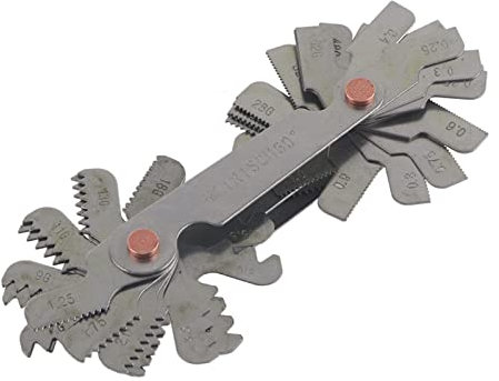 Yosoo Health Gear 52 Piezas de Acero Inoxidable Calibre de Paso de Tornillo, Medidor de Paso de Rosca, Herramienta de medición de Paso de Tornillo de 60 y 55 Grados(Métrica Imperial)