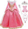 Monissy Fille Déguisement Princesse Aurora Belle au Bois Dormant Enfant Robe de Princesse Dentelle Tenue Halloween Noël Carnaval Soirée Représentation Automne Hiver,Rose,120