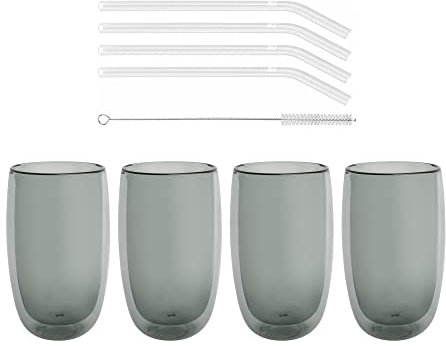 ZWILLING Sorrento 8-pc Double-Wall Latte Glass & Straw Set