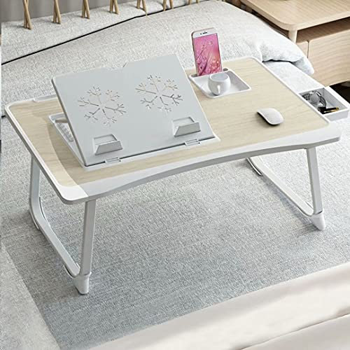 HGTRH Sängbricka med stativ, laptopbord för säng, sängbricka med förvaringslåda, cup slot bärbar nivå 6 lutningsvinkel, vikbara ben för soffa, säng, terrass, balkong, trädgård