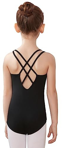 HIPPOSEUS Fille Justaucorps de Ballet Danse Gymnastique col V Danse Classique Bodysuit Dancewear per Enfant avec des Sangles Réglables, Y06-1