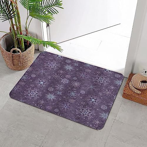 Badteppich rutschfeste,Aubergine Weihnachten inspirierte Blumen Schneeflocken und Strudel in einer violetten zar,Wasserabsorbierend Badematte maschinenwaschbar Badvorleger für Dusche,Badewanne,40x60cm