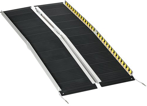 HOMCOM Rampe de Chargement Rampe d'accès pour Fauteuil Roulant Scooter Pliable antidérapante avec Bordures de sécurité capacité de Chargement 272 kg Noir