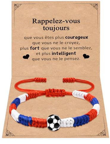 CheersLife Bracelet de Football Pour Garçon Fille - Cadeau Fait À La Main Pour Joueurs, Décoratif Jeux de Paris, Inspirant Pour Femme Homme Joueurs D'Équipe De Sport