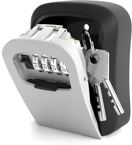 DIYGEEK Cassetta Chiavi con Codice, Cassetta di Sicurezza con Codice a 4 Cifre, Cassaforte per Chiavi Montata a Parete, Keybox Portachiavi Impermeabile e Antiruggine, per Casa, Garage